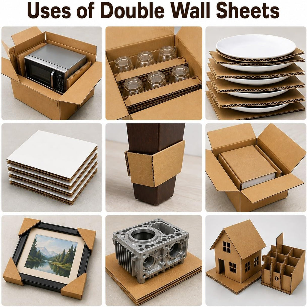 Double Wall Heavy Duty Corrugated Sheets Kraft, 18x20 Inch, 75 Pcs