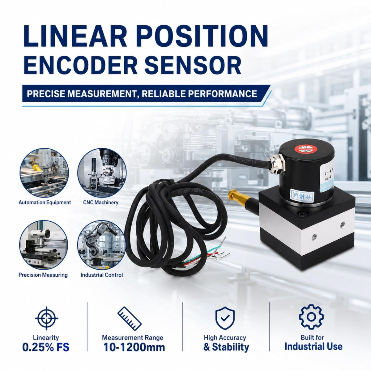 BONKZEBU Stroke Linear String Pot Encoder Sensor Draw Wire Encoder Accurate Installation Switch Encoder for Cylinder Testing Machine
