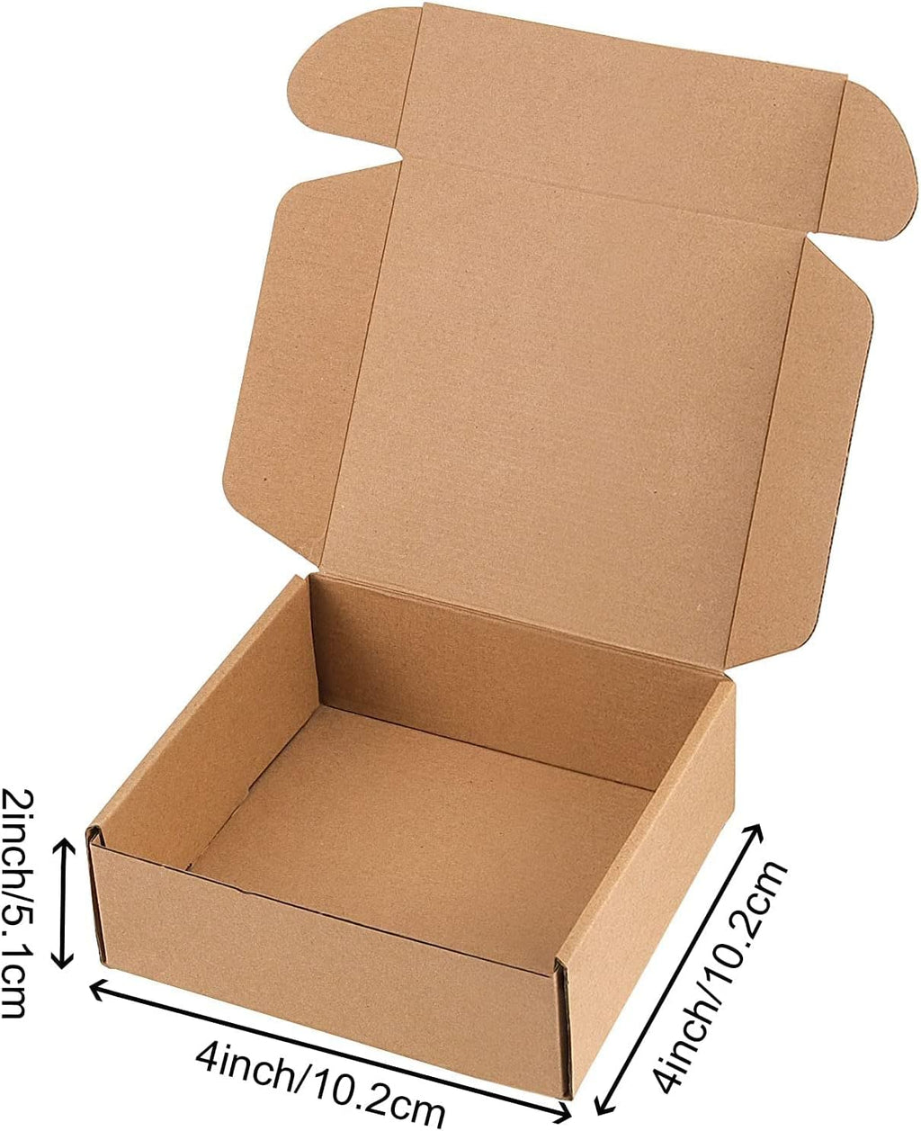 100 Pack 4 x 4 x 2 Inch Brown Shipping Boxes, Corrugated Box Mailers, Small Cardboard Gift Boxes Bulk, Tab Lock Tuck