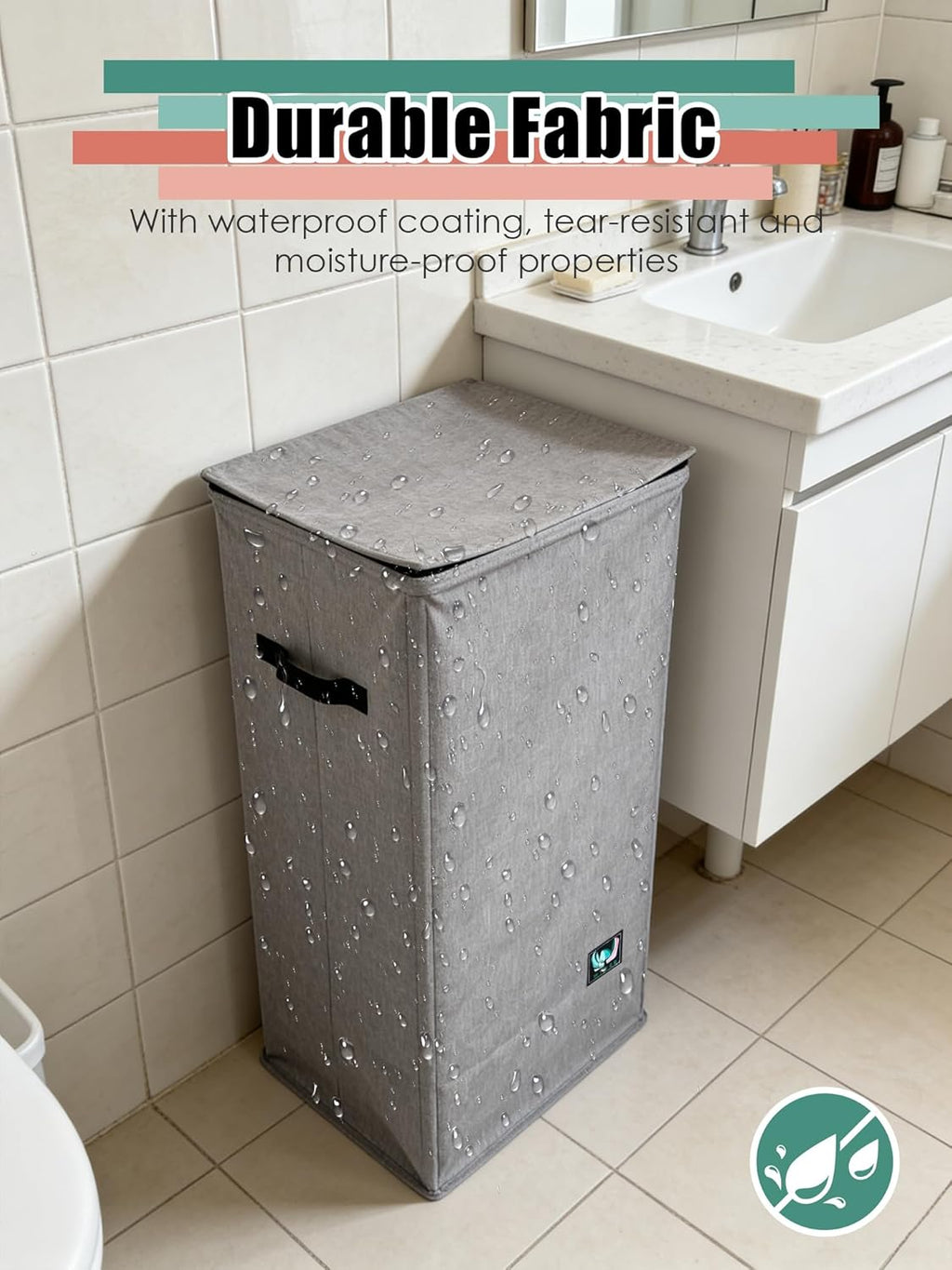 Laundry Hamper with Lid, Reinforced Sturdy Clothes Hamper with Anti-Puncture Base, Large Collapsible Laundry Basket