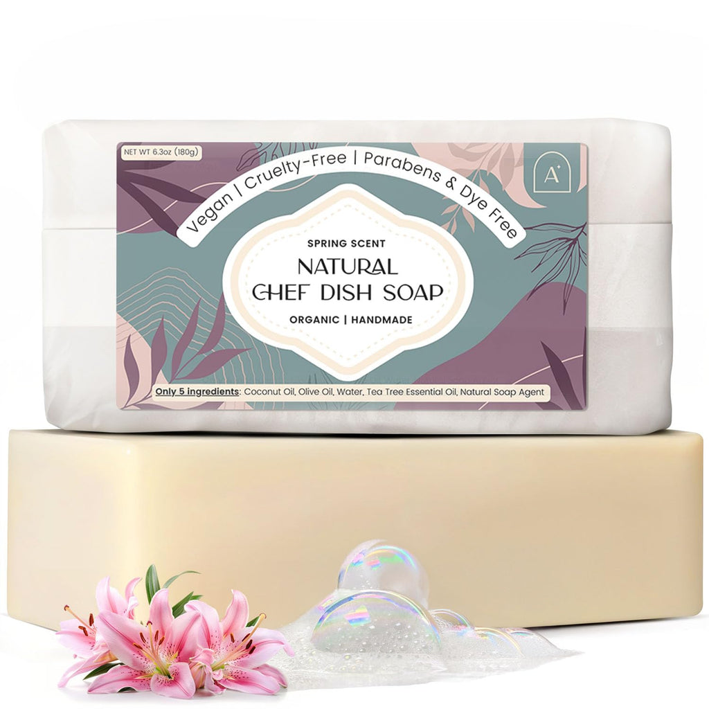Natural Dish Soap Bar, Cleaning Dishes Solid Block for Kitchen - Organic Biodegradable Dishwashing, only 5