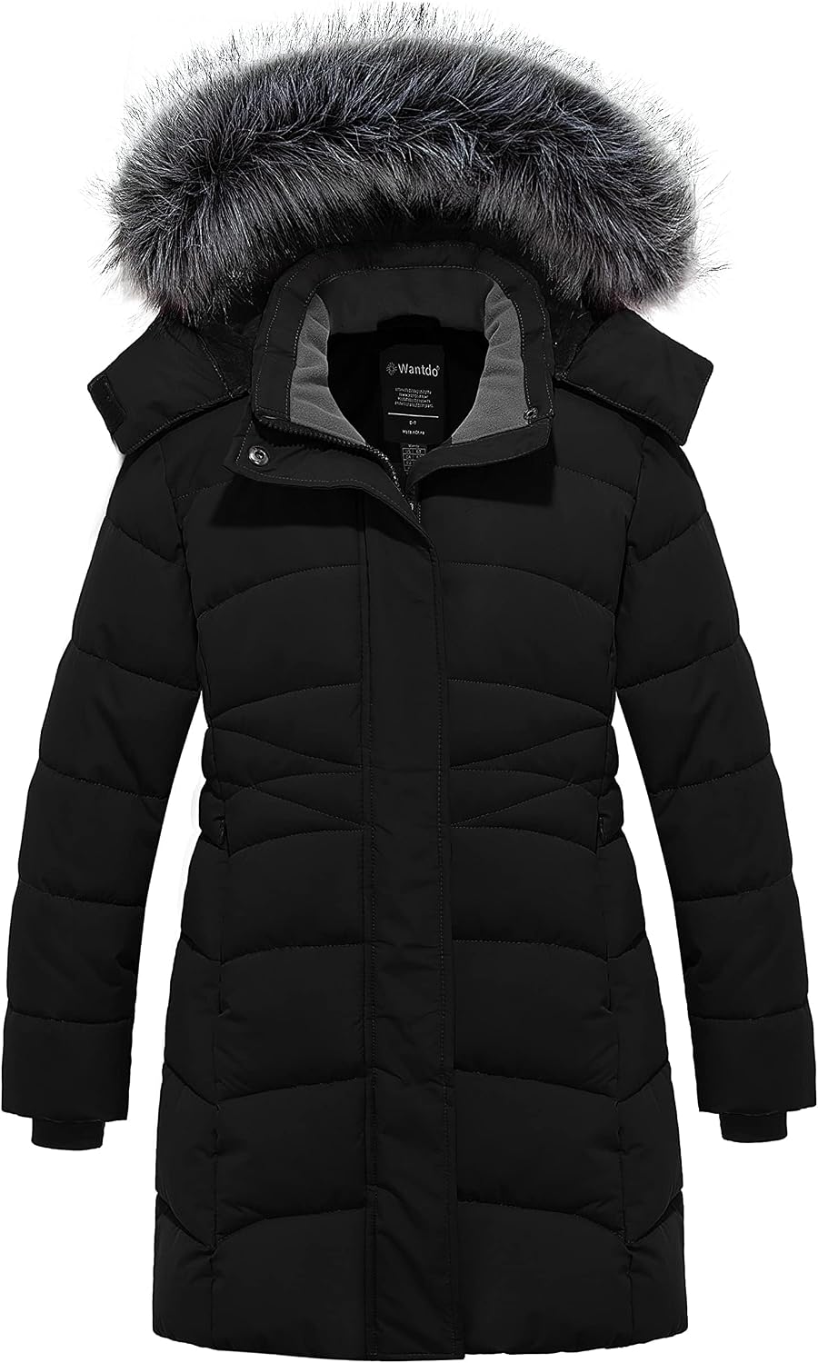 Girls Winter Coats Long Puffer Jackets Fleece Lined Removable Hood | Detachable Faux Fur, 5000mm Waterproof, Zippered