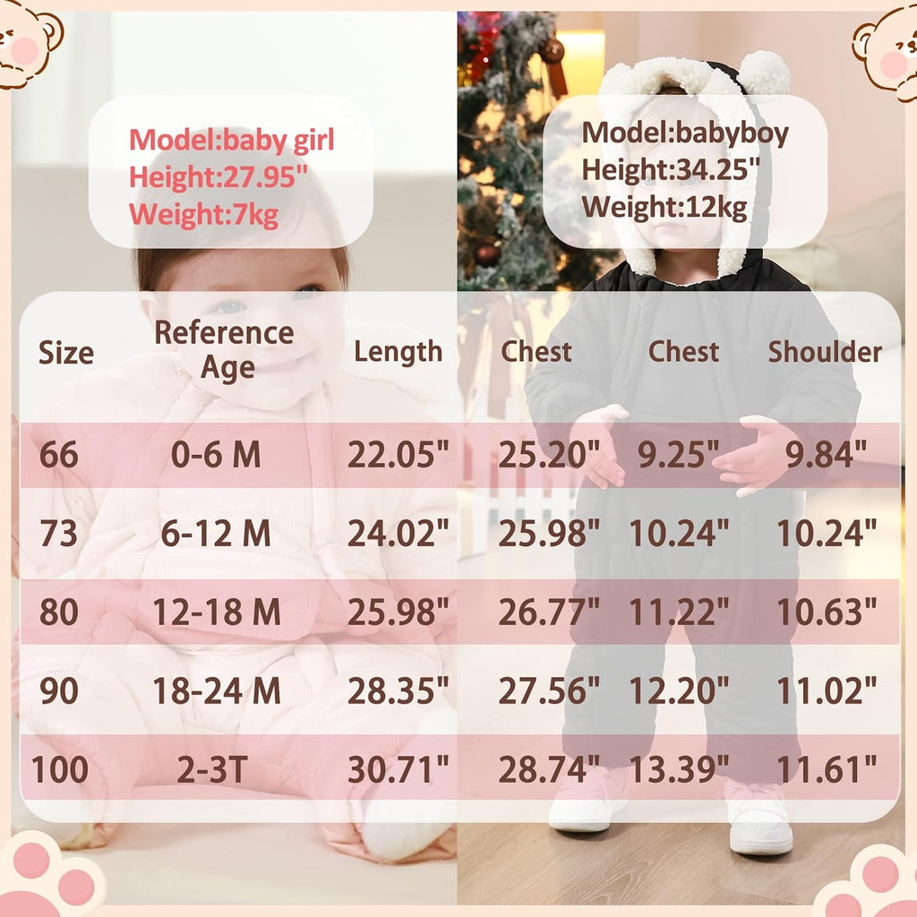 Baby Girls Boys Snowsuit Newborn Winter Clothes Jumpsuit Romper Infant Hooded Fleece Coat Jacket Outwear
