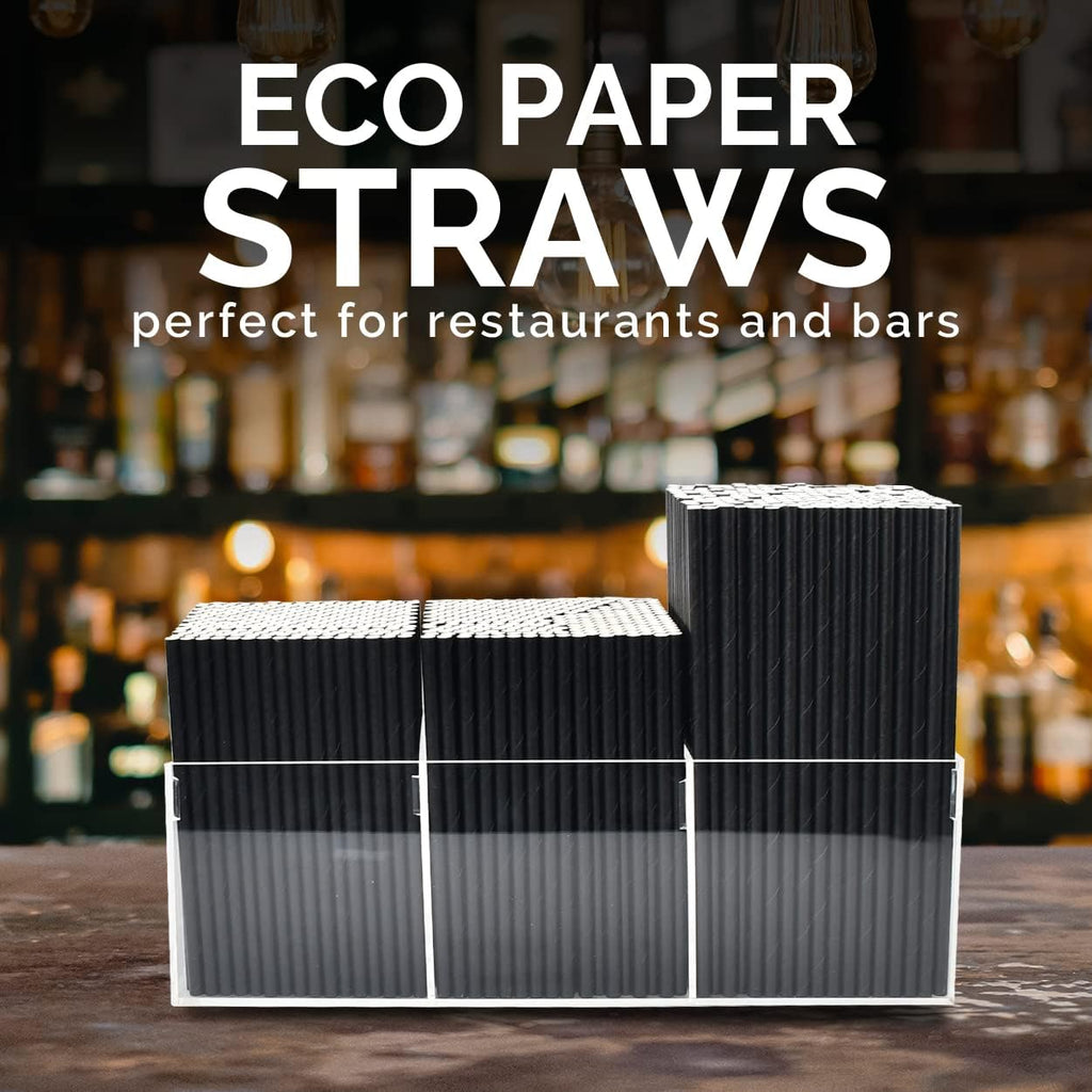 7.75" Black Paper Straws Drinking Cocktail Drink 250 ct Disposable
