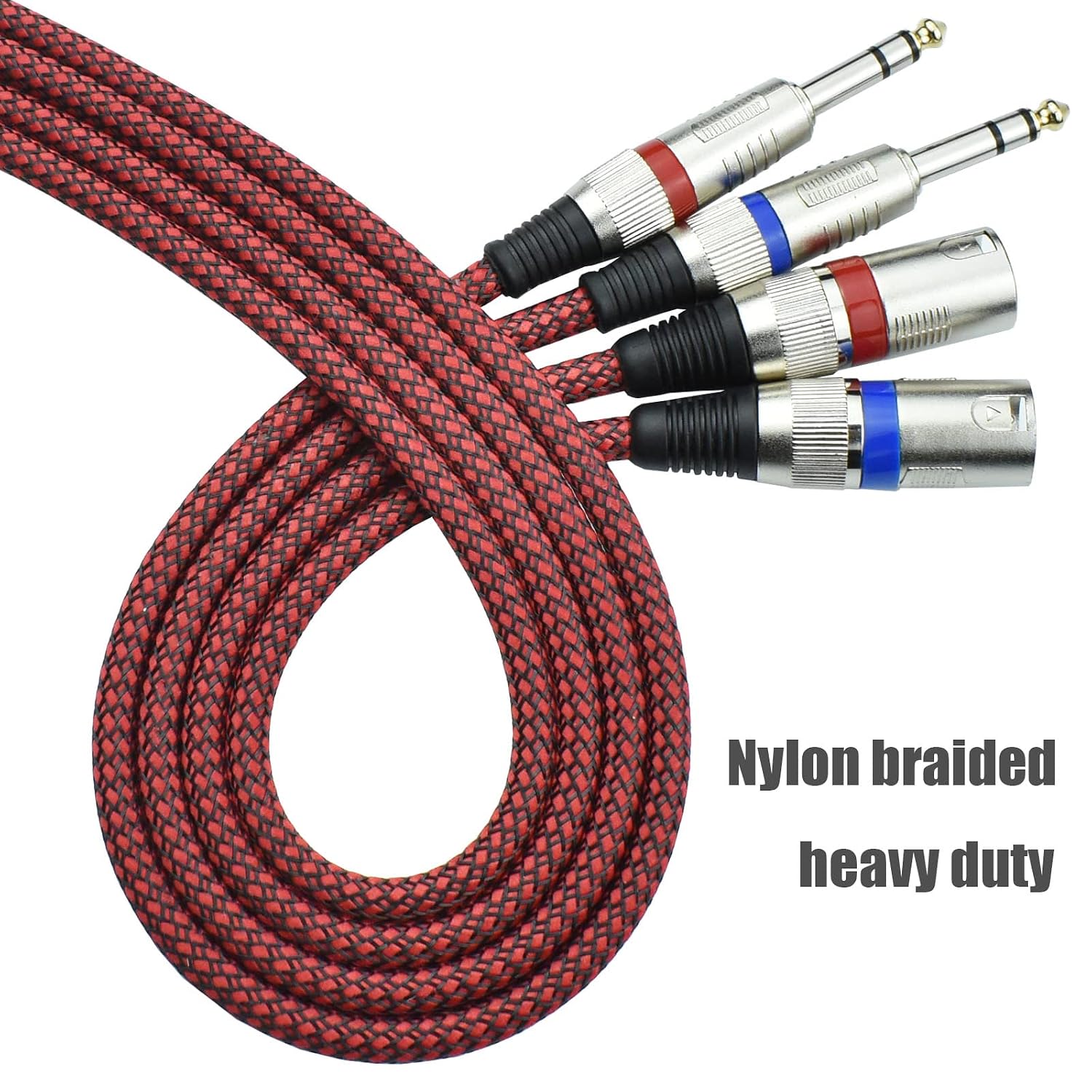XLR Male to 1/4" TRS Cable Balanced - 25FT Quarter Inch Stereo to XLR Microphone Cord Adapter, Nylon Braided, OFC