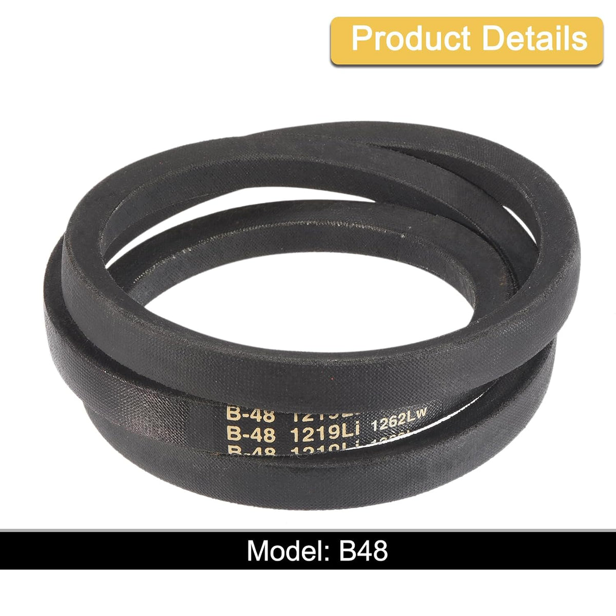 uxcell 3 Pack B48 Classic Wrapped V-Belt, 51" Outside Circumference, Black, Industrial Rubber V-Belt