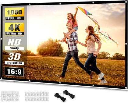 Projector Screen 100 inch, Taotique 4K Movie Projector Screen 16:9 HD Foldable and Portable Anti-Crease Indoor