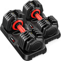 Adjustable Dumbbell Set Pair 25 lb or 50 lb, Adjustable Dumbbells 10-in-1 Free Weight Set, 1-Second Dial Weight