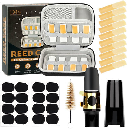 Alto Saxophone Mouthpiece Reeds Kit with EVA Storage Case for Beginners | Alto Sax Mouth Piece Literature Reeds Set