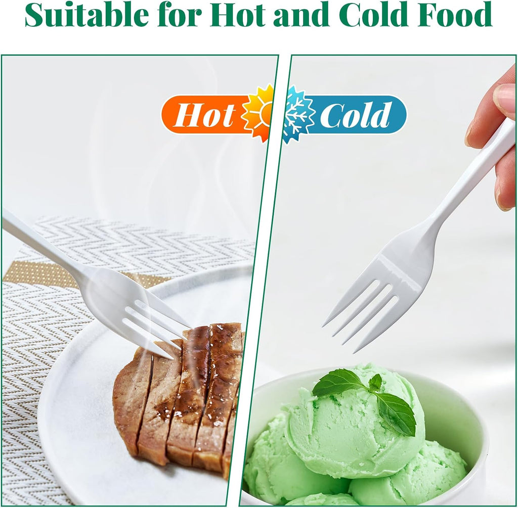 1000 Count White Plastic Forks, Disposable Forks Bulk