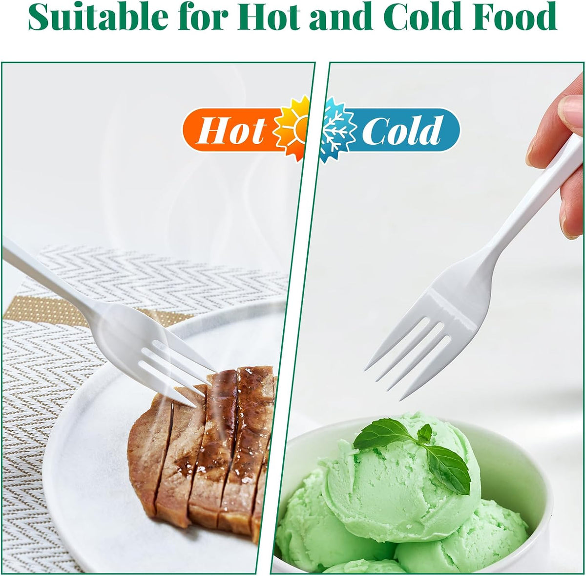 1000 Count White Plastic Forks, Disposable Forks Bulk