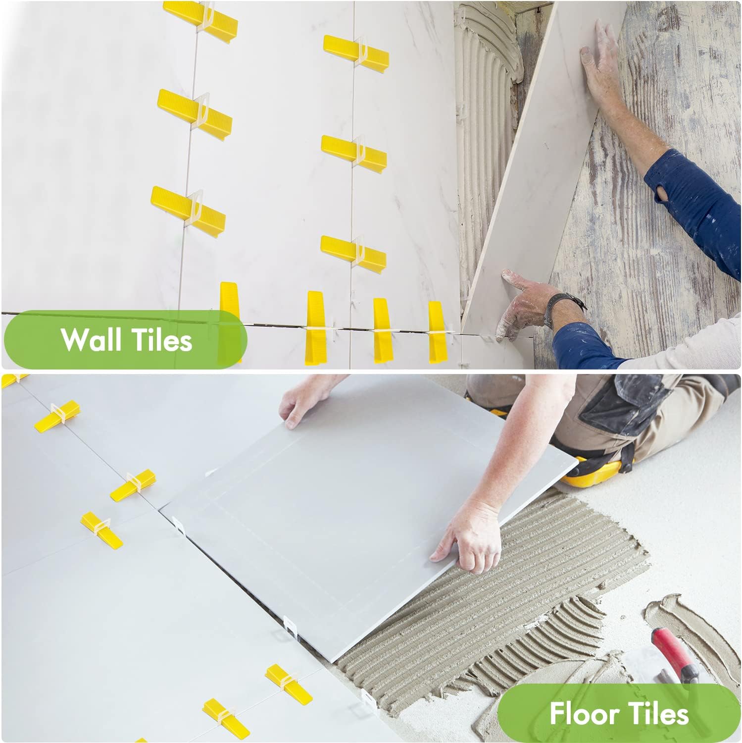 Tile Leveling System 1/8”Kit, 600pcs Tile Leveler Spacers Clips+200pcs Reusable Wedges+1pc Tile Pliers for Wall/Floor