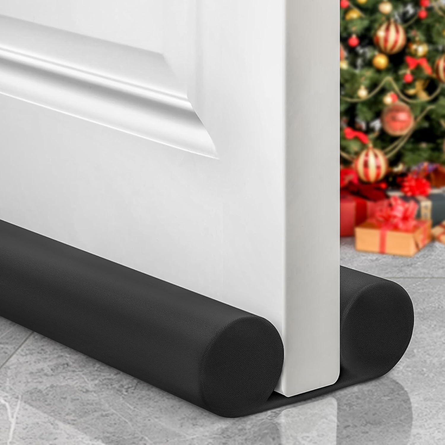 Under Door Draft Stopper - Door Sweep Gap Filler Seal 36 Inch Black | Adjustable Fit Most Doors, Machine Washable