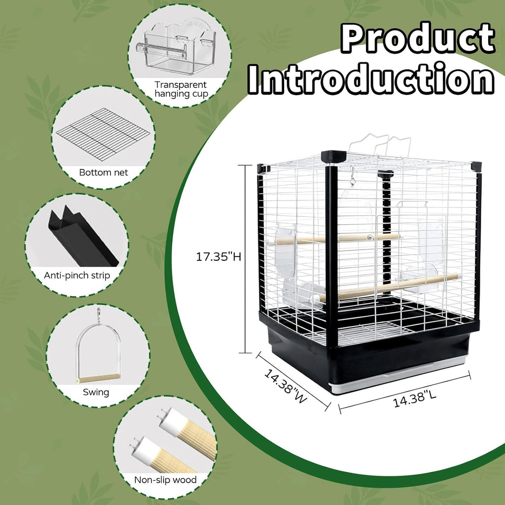 17.5 Inch Small Bird Cage & Travel Carrier – Portable Parrot Cage for Home, Outing, Pet Clinic or Temporary