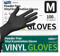 Vinyl Disposable Exam Gloves, Black 4Mil Powder-Free Latex-Free Medical Food Safe Cooking Cleaning Glove 100 &1000Ct