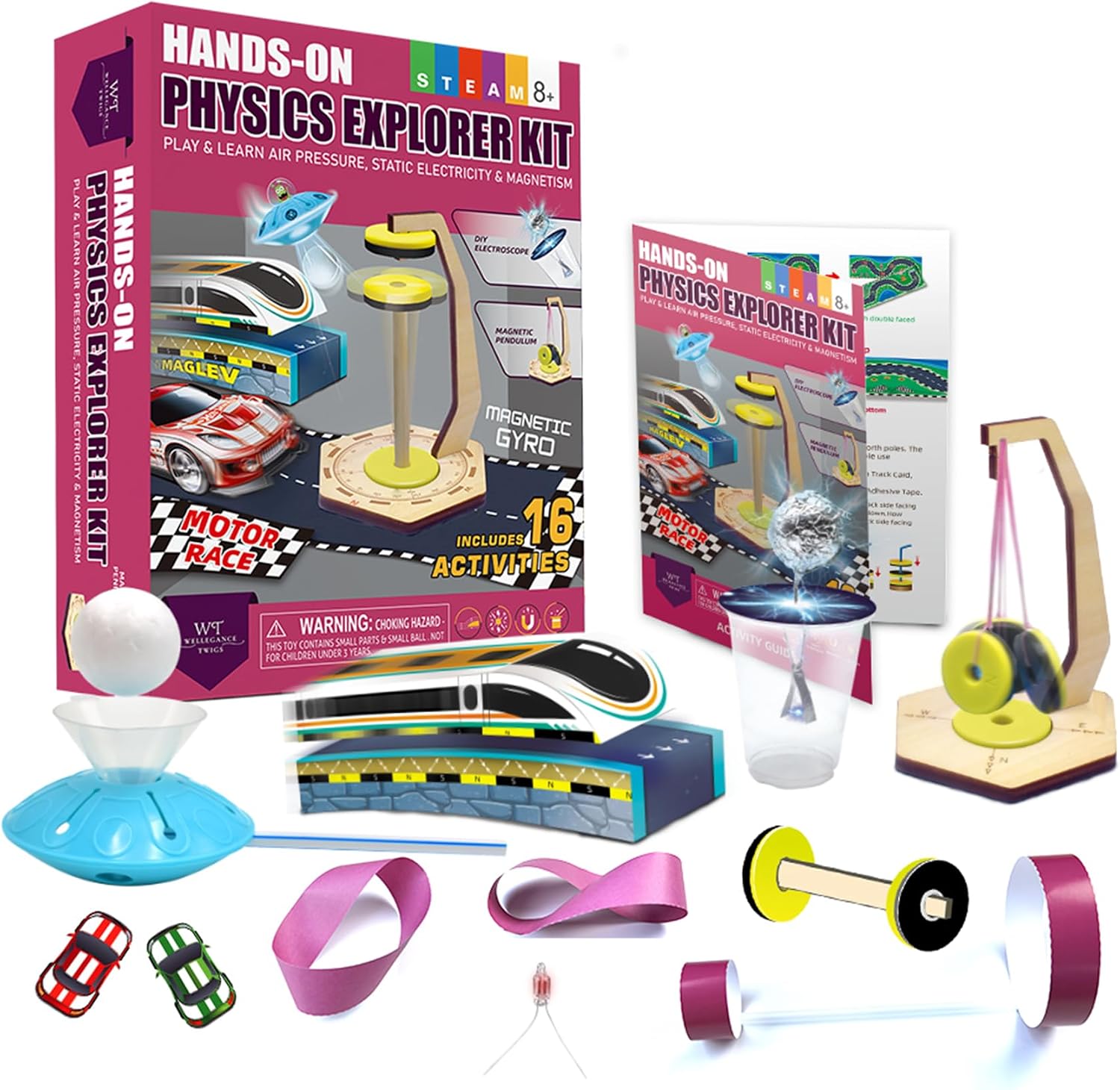 Physics Science Kit for Kids Ages 8-12 | STEM Educational Gift with 16 Experiments | Static Electricity, Magnetism &
