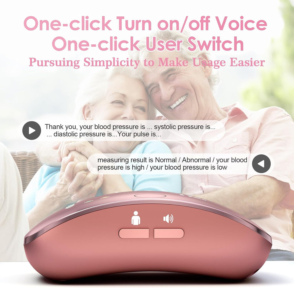 Wrist Blood Pressure Monitor with Curved Screen, Portable, Pink