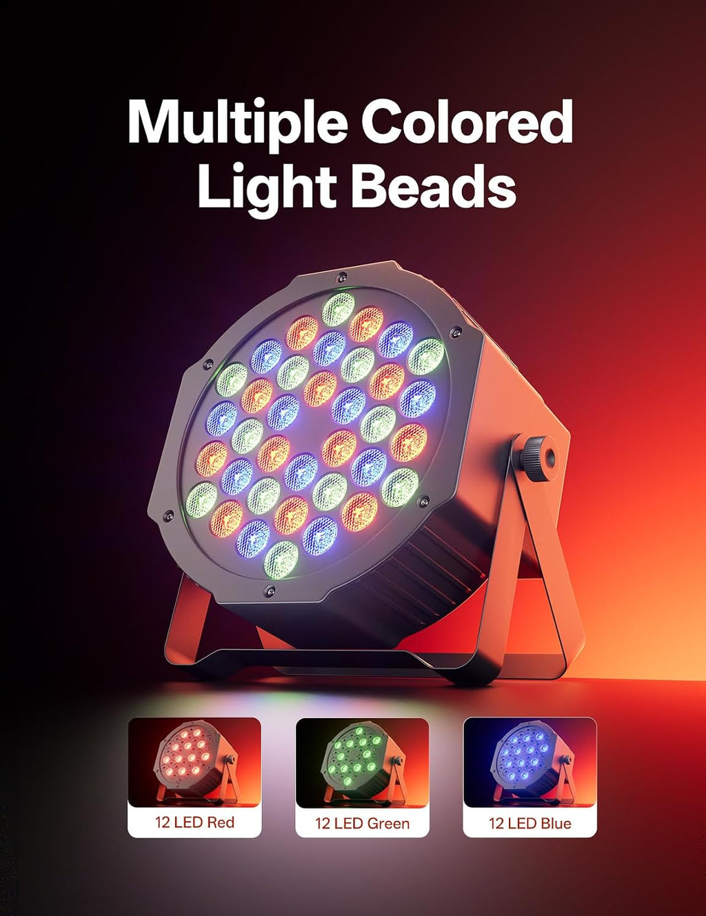 Stage Lights 36 LED Par Lights, U`King RGB Par Light Uplights Stage Lighting Indoor for Christmas Halloween Music