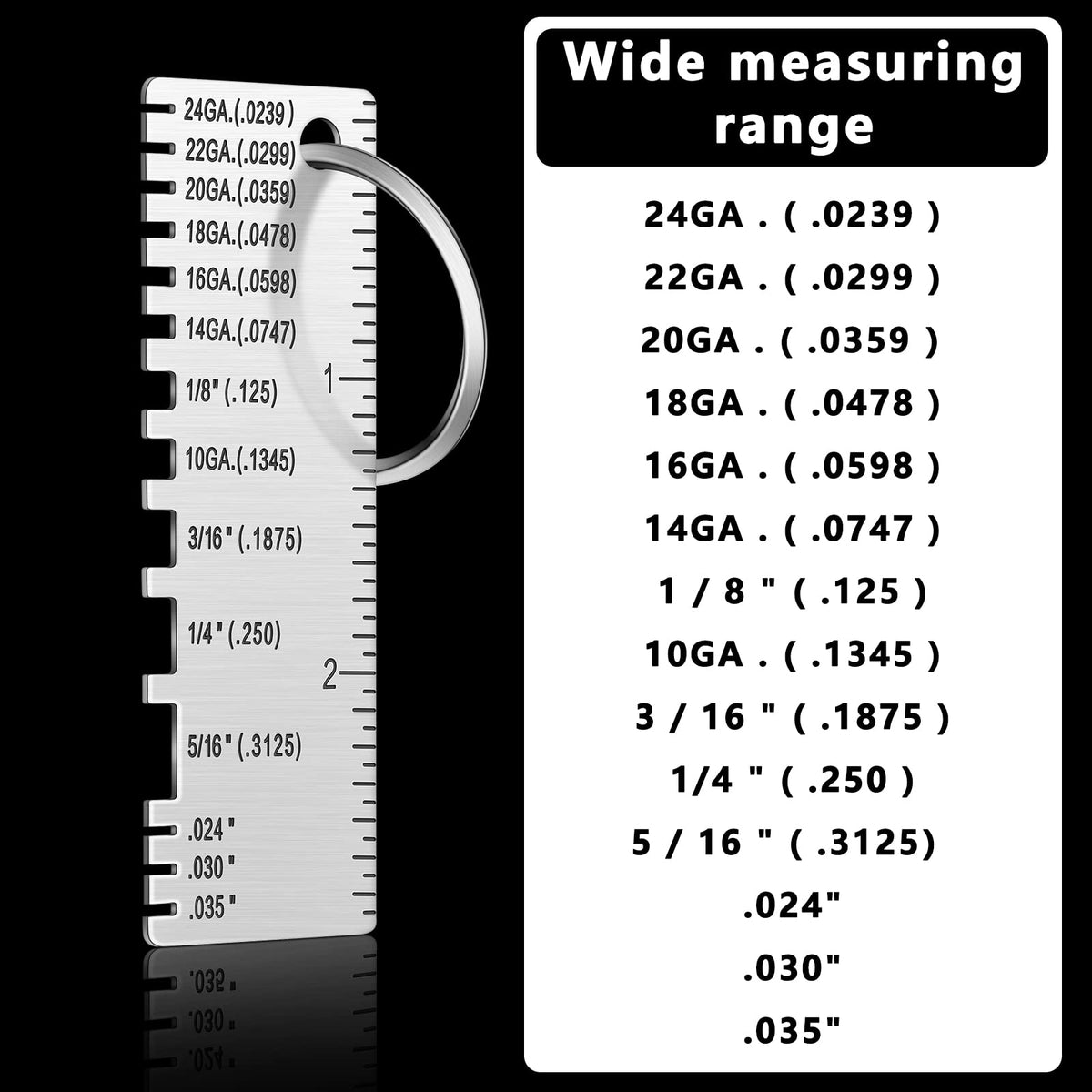 Konohan Double Sided Wire Thickness Gauge Tool for Metal, Silver