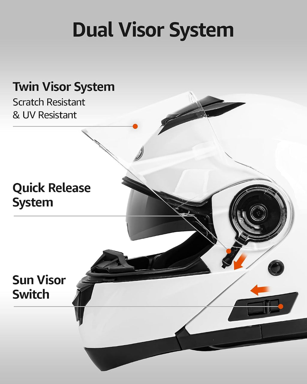 Modular Motorcycle Helmets, DOT Approved Full Face Motorcycle Helmet with with Flip Up Dual Visor for Men & Women