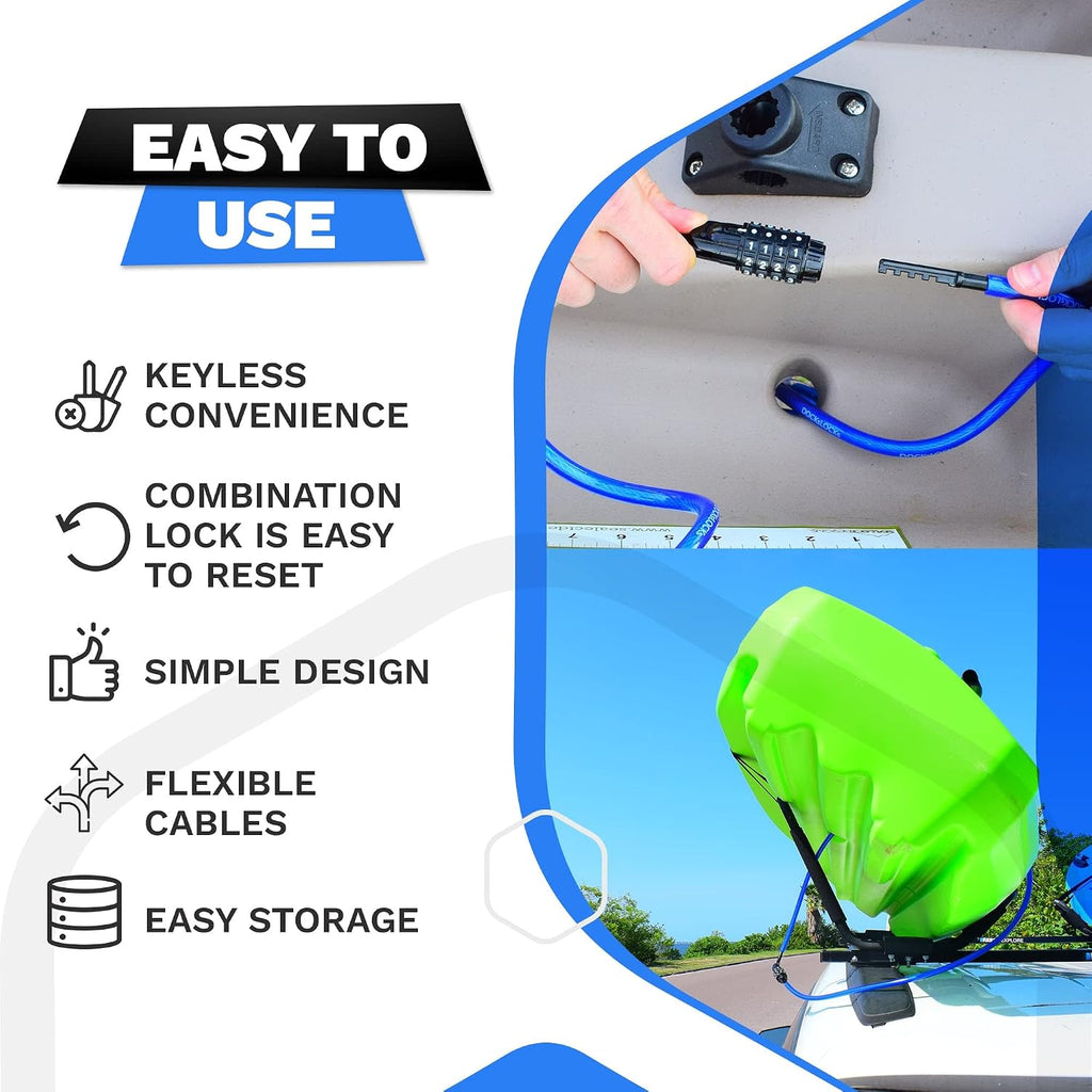 Security Cable Lock (5' to 25’ Lengths) with Combination, 5ft | Weatherproof, Resettable Combination, Multi-Purpose