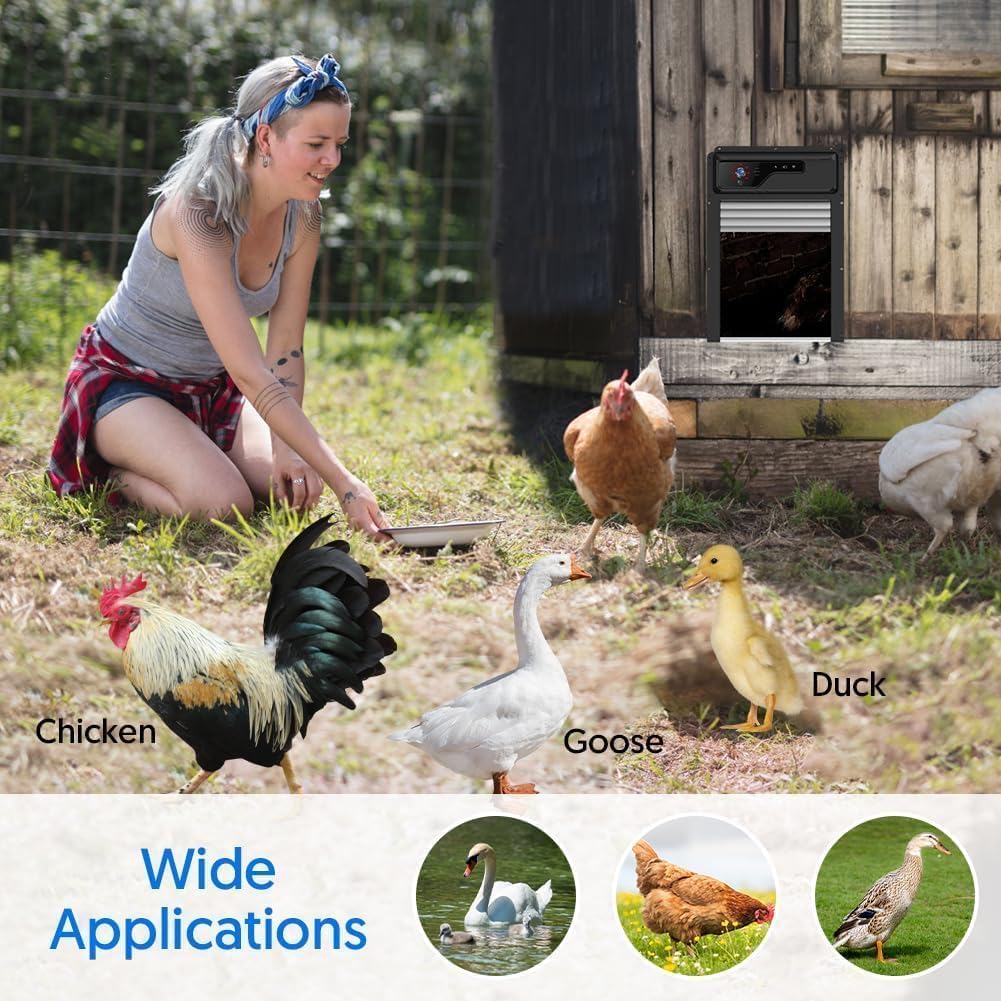 1080P HD Camera Solar Automatic Chicken Coop Door, 5000 mAh Large Battery, Support WiFi, APP Remote Viewing and