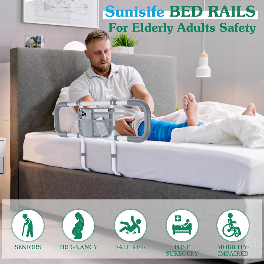 Bed Rails for Elderly Adults Safety - Extended Bed Assist Rail for Seniors - Adjustable Beds Side Rails Handle