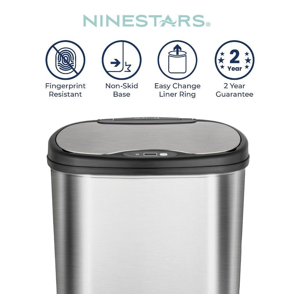 13 Gallon Oval Automatic Trash Can, 50L Touchless Motion Sensor Garbage Can with Odor-Sealing Lid & One-Touch Manual