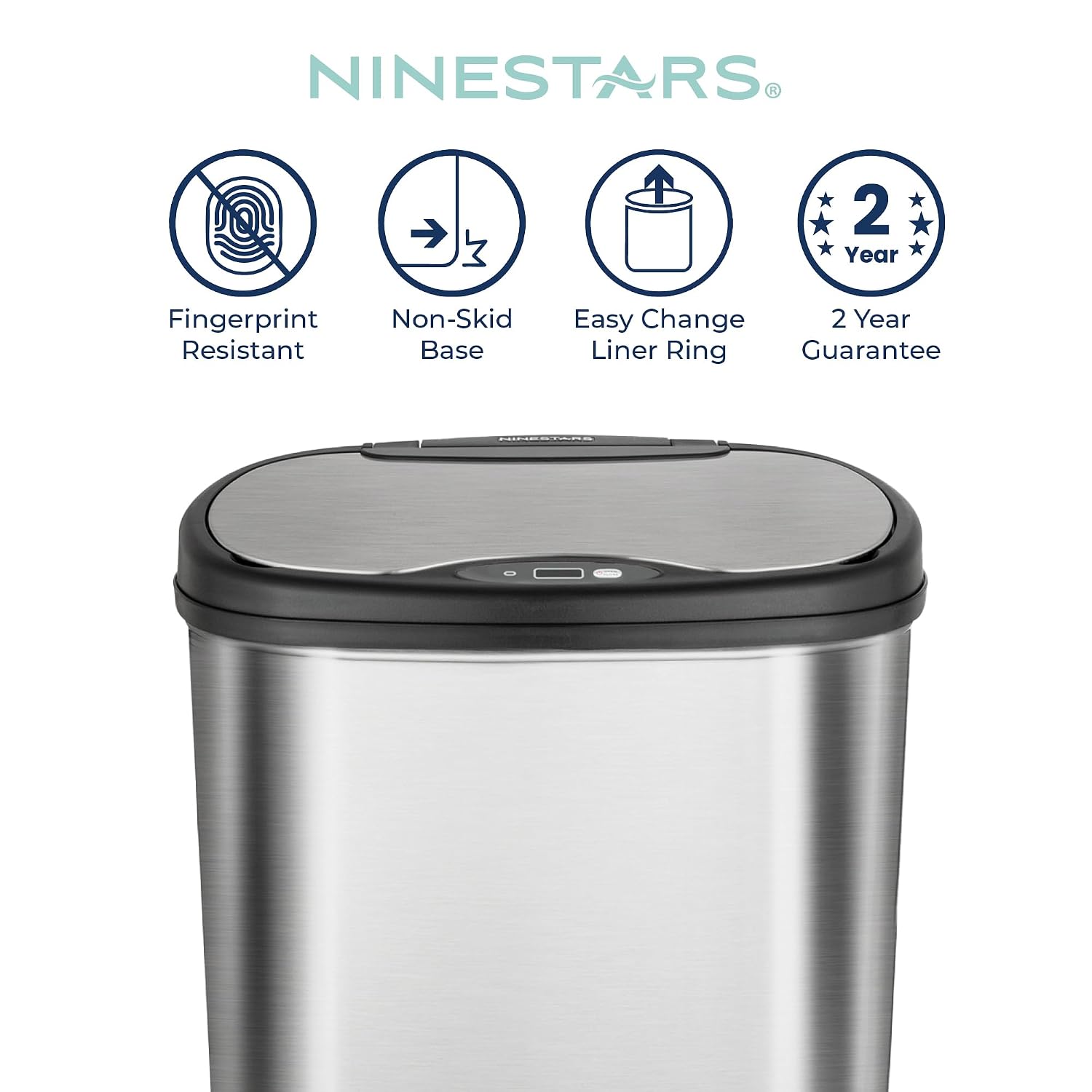 13 Gallon Oval Automatic Trash Can, 50L Touchless Motion Sensor Garbage Can with Odor-Sealing Lid & One-Touch Manual