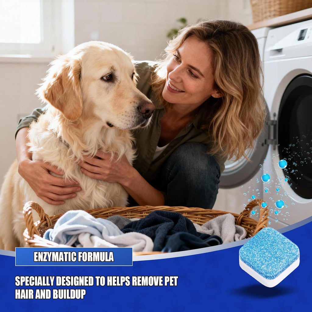 Washing Machine Cleaner Tablets - 24 Pack (12 Month Supply) | HE Compatible for Top & Front Load Washers | Pet-Safe