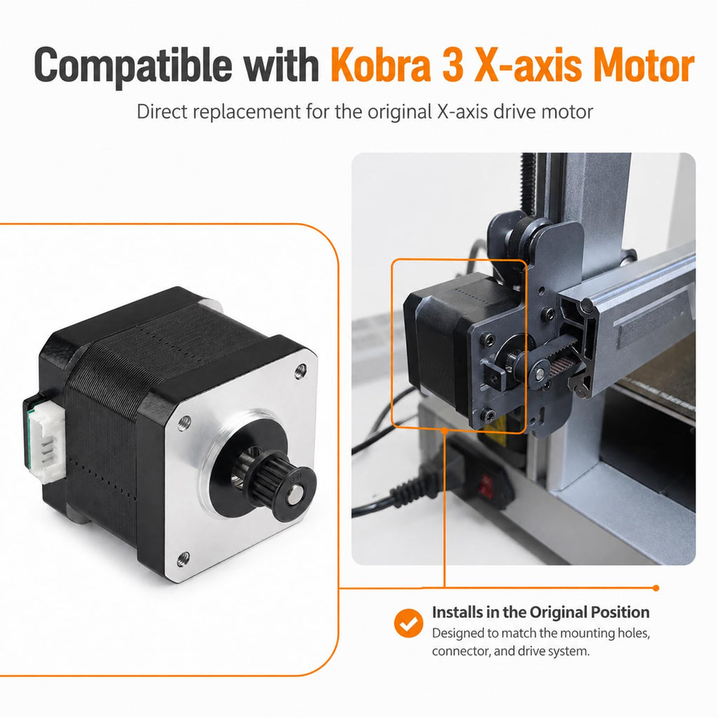 X-Axis Stepper Motor for Anycubic Kobra3: 42 NEMA 17 Motor 10 Tooth Pulley DC 2.5V 1.5A High Torque Fix Layer Shift 3D Printer Replacement Parts