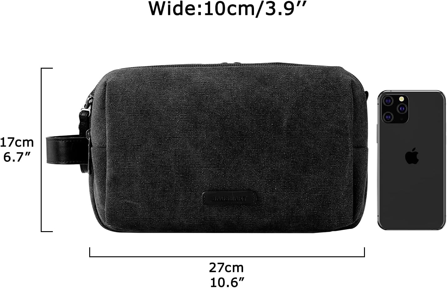 Toiletry Bag for Men, Canvas Travel Toiletry Organizer Dopp Kit Water-resistant Shaving Bag for Toiletries