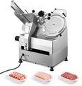 Fully Automatic Meat Slicer, 180W + 370W Commercial Food-Slicer with 10" Carbon Steel Blade, Built-In Sharpener &