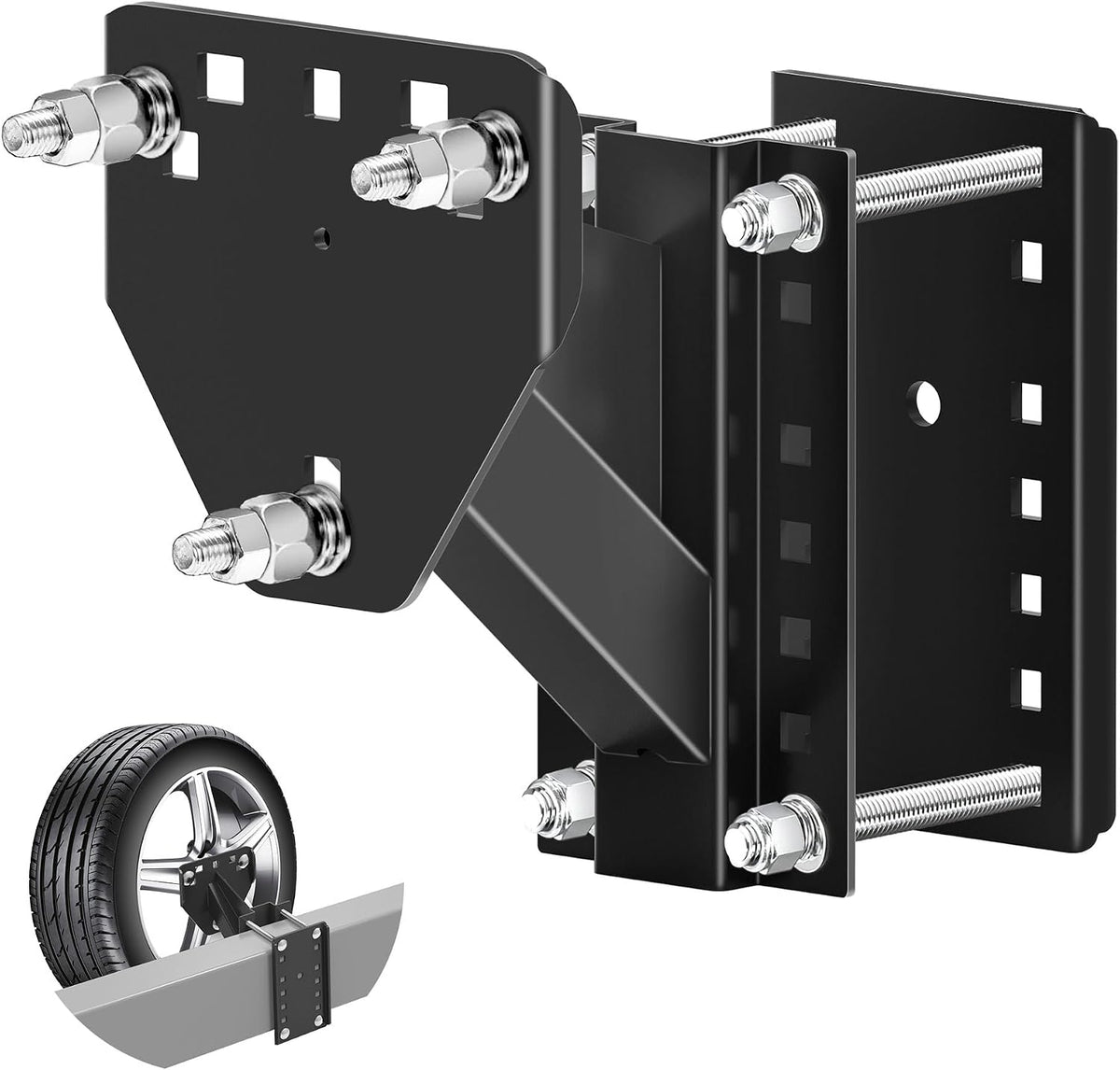 Spare Tire Mount for Utility Trailer Accessories,3-Nut Design Spare Tire Carrier,Fits Most 4,5 & 6 Lugs Wheels, Hold