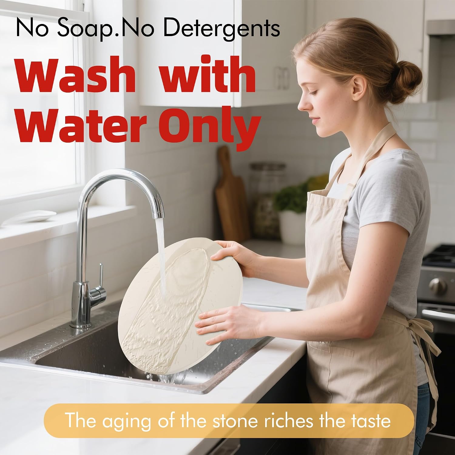 16" Round Pizza Stone, Heavy Duty Cordierite Pizza Pan for Grilling & Pizza Oven, High Temperature Resistant Baking