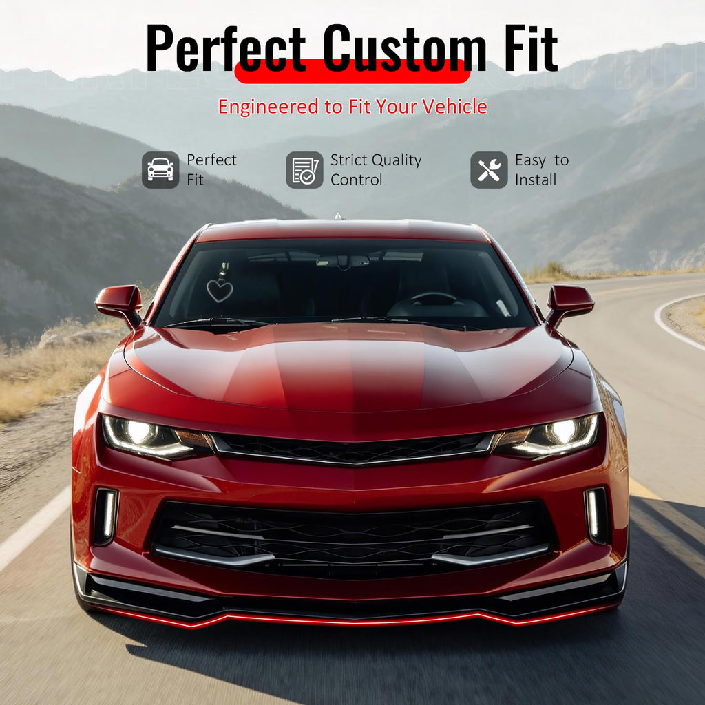 Fit 2016-2018 Chevrolet Camaro LT & RS Front Bumper Lip Carbon Fiber Print