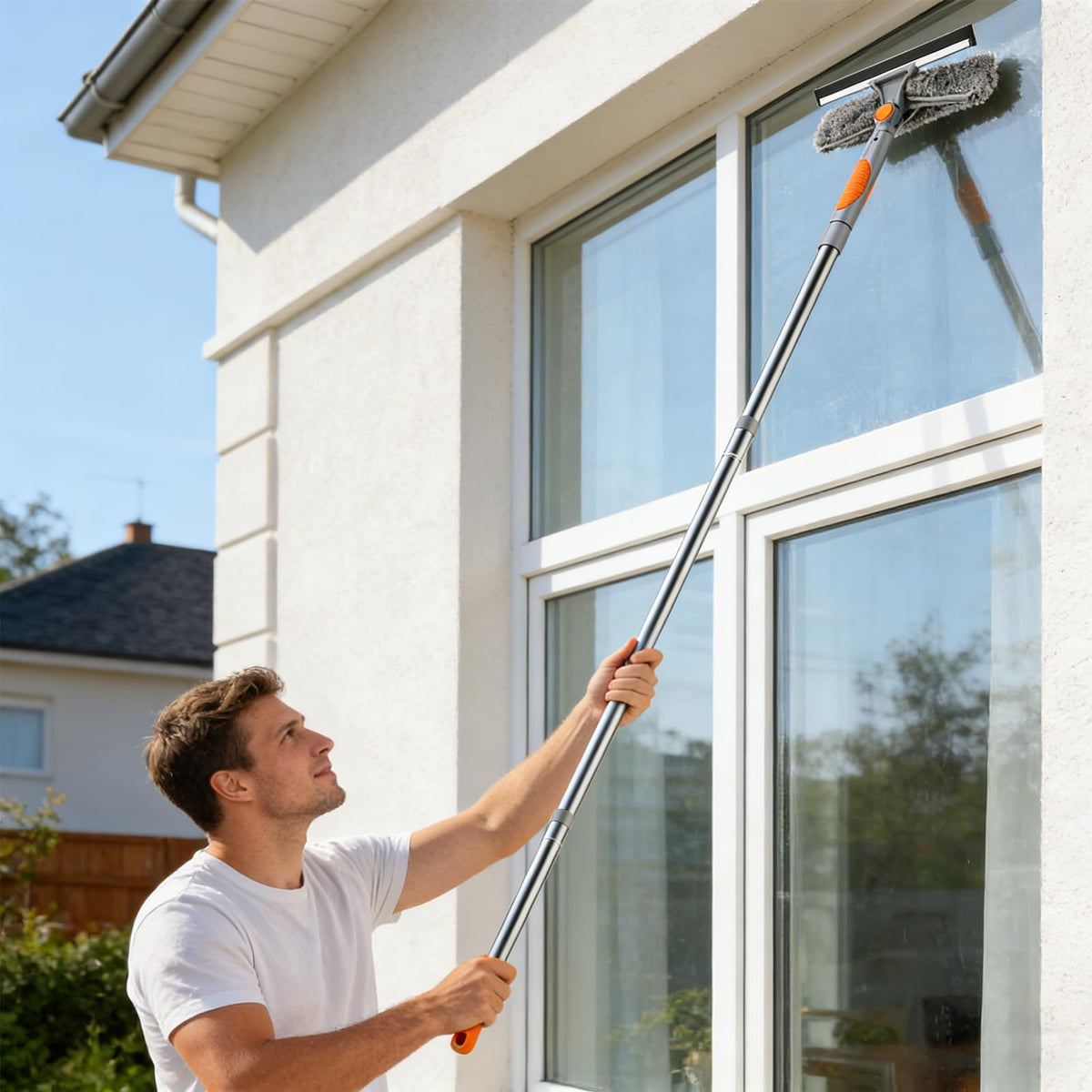 Window Squeegee with 66in Extension Pole 2-in-1 Window Cleaning Kit