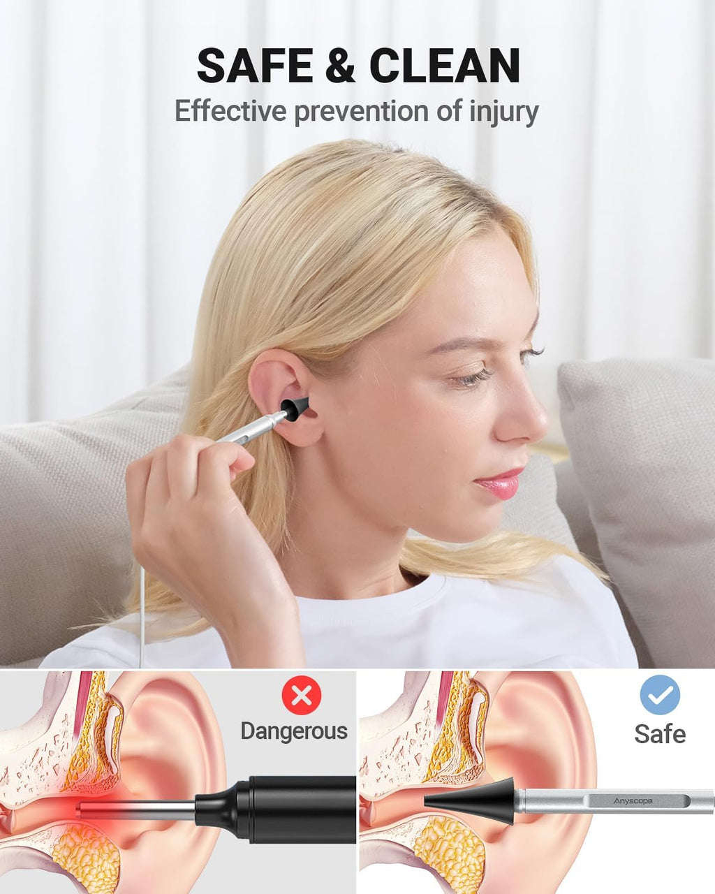 Digital Otoscope Compatible with iPhone & Android, Video Ear Scope Camera