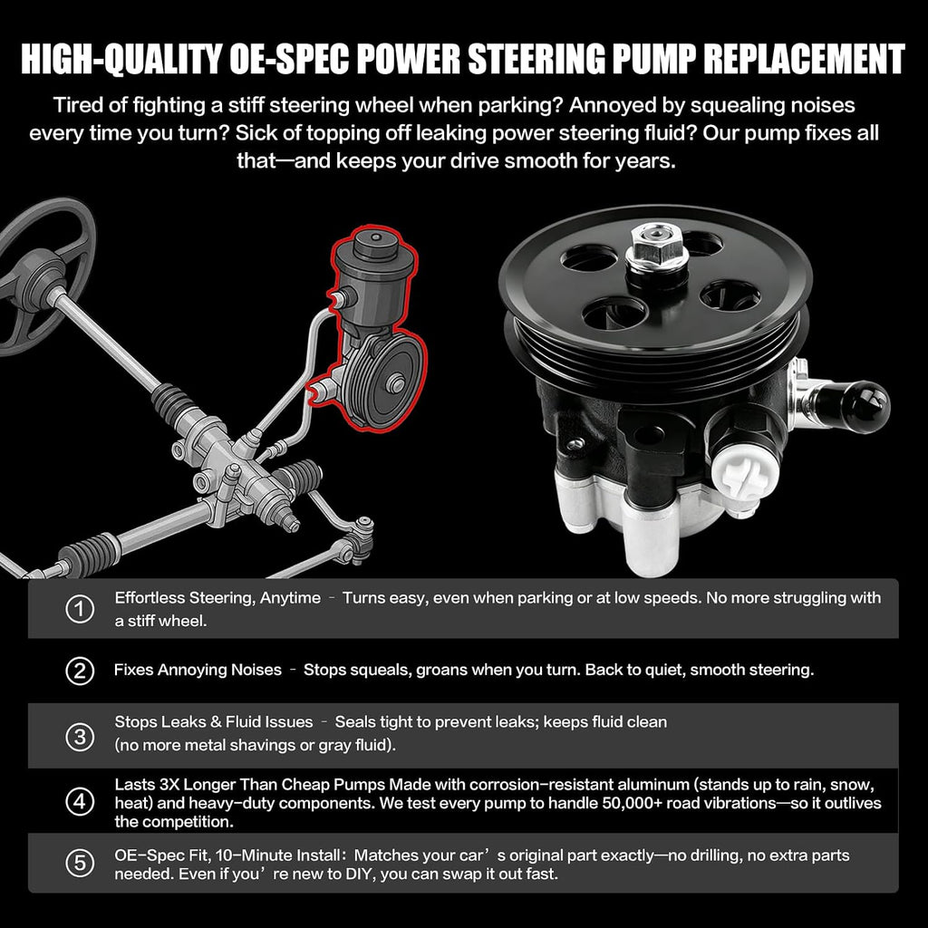 Power Steering Pump with Pulley for 3.0 3.3 Toyota Camry