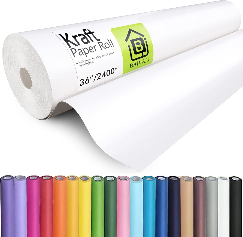 36" x 200' White Kraft Paper Roll,Multipurpose Paper for Craft & Gift Wrap