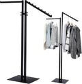 2 Way Clothing Rack with Straight and Slant Arms Heavy Duty Clothes Garment Rack for Retail Restaurants Storage