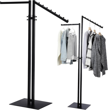 2 Way Clothing Rack with Straight and Slant Arms Heavy Duty Clothes Garment Rack for Retail Restaurants Storage