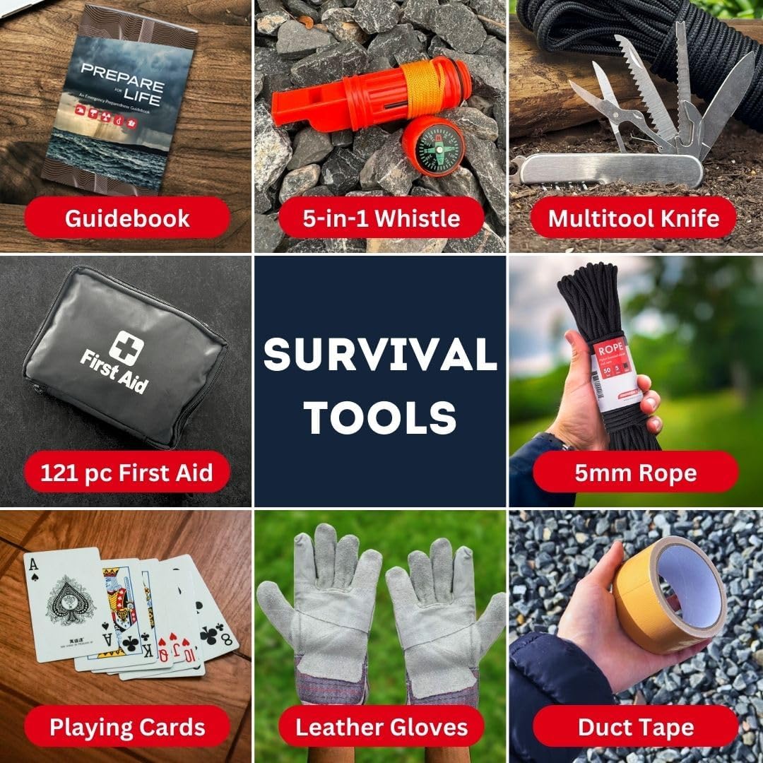Family Emergency Kit | All-in-one Survival Kit Backpack for Earthquake, Flood, Disaster Relief, Civil Unrest &