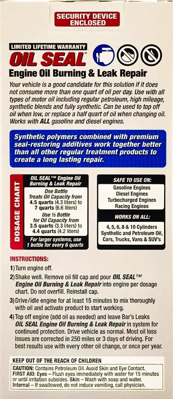 Bar's Leaks OS-1 Oil Seal Engine Oil Burning/Leak Repair, 16.9oz, 1-Pack