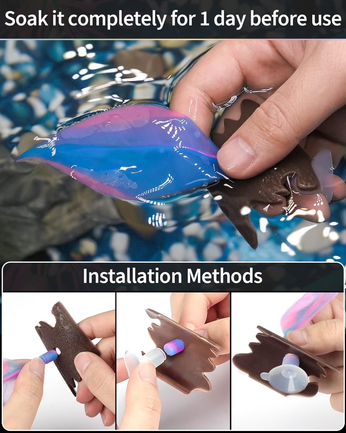 Betta Leaf Hammock Soft Aquarium Rest Bed Fish Breeding Playing Pad with Suction Cup and Lifelike Bark Ornament
