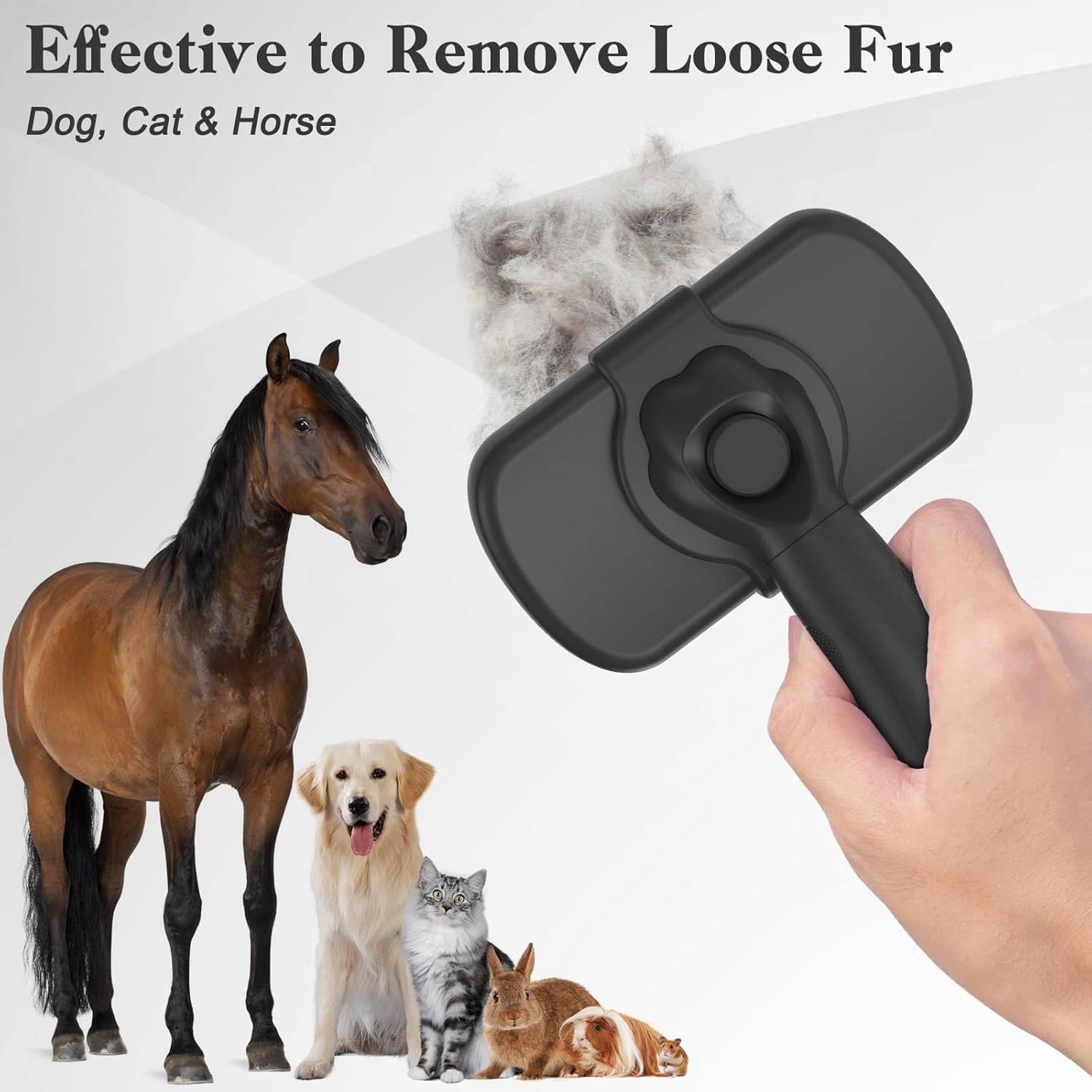 Self Cleaning Shedding Brush - Skin Friendly Grooming Tool for Dogs, Cats, and Puppies, Deshedding and Hair Removal