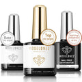 Gel Base Top Coat Set with Nail Dehydrator No Wipe Super Shiny | Top Coat Nail Art Prep Kit 3 Pcs
