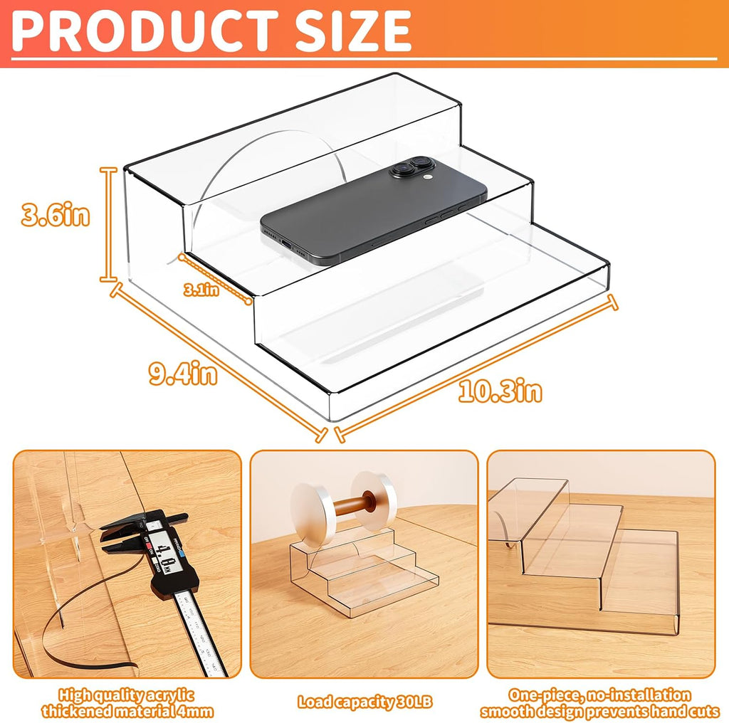 3 Tiered Acrylic Display Stands for Cupcake Stand,Perfume Shelf Organizer,Figure and Funko Pop Display,No