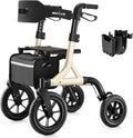 Walkers for Seniors, Rollator Walker with Seat, 12" Big Rubber Wheels All Terrain Rollator Walker with Backrest