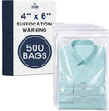 4x6 Clear Poly Bags with Suffocation Warning – 500 Count Resealable Transparent Plastic Packaging Bags Featuring